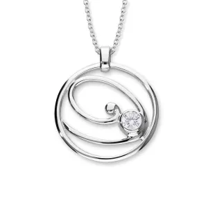 Flourish Silver Pendant CP326 Cubic Zirconia