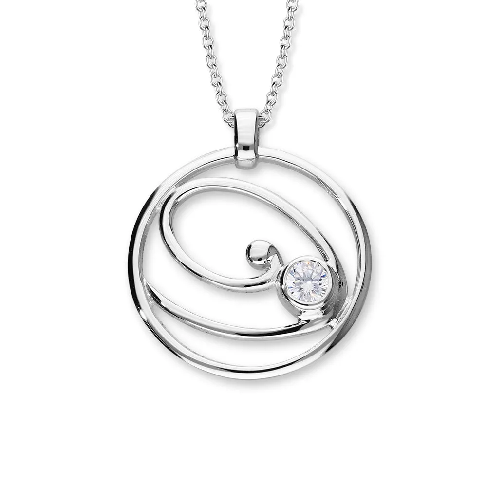 Flourish Silver Pendant CP326 Cubic Zirconia