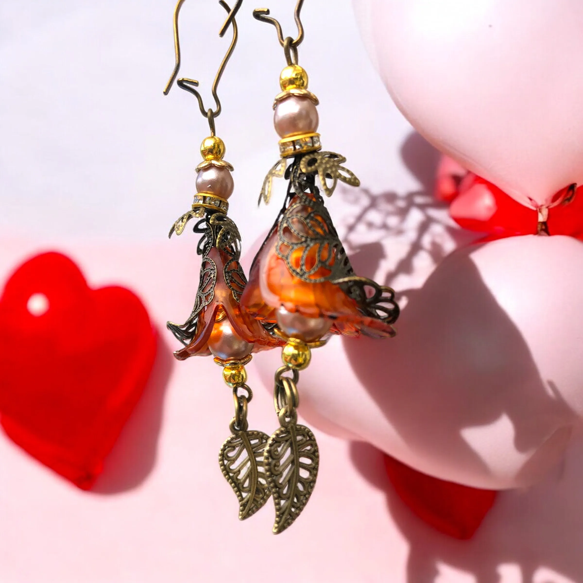 Frilly Orange Bohemian Bloom Earrings