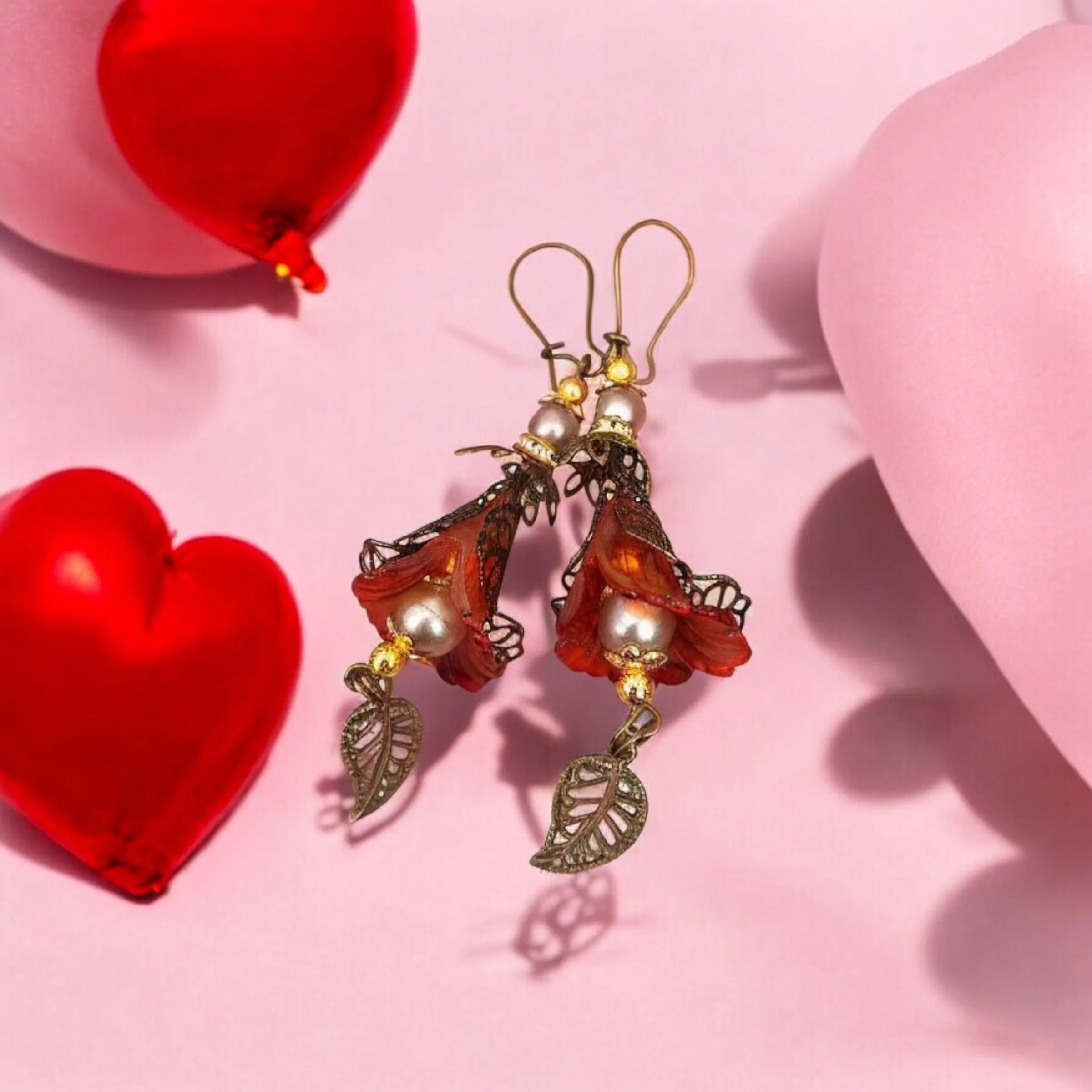 Frilly Orange Bohemian Bloom Earrings