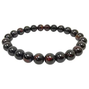 Garnet Gemstone 8mm Round Bead Unisex Stretch Bracelet