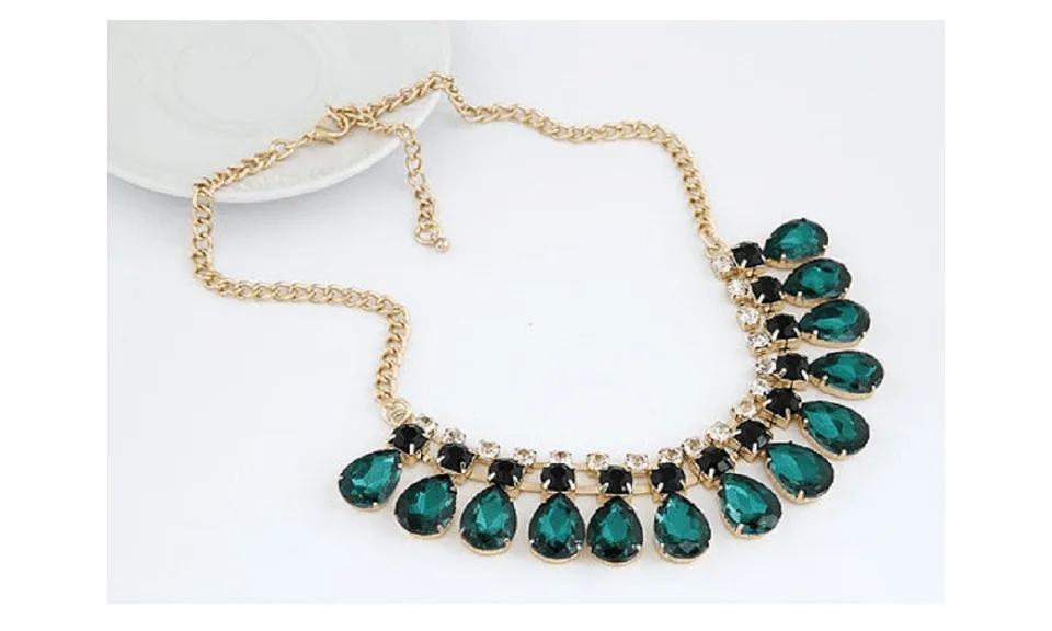 Gem Statement Gold Plated Necklaces & Pendants Choker Necklaces
