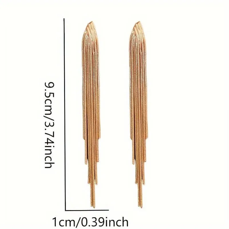Gold Chain Tassel Earrings – Elegant Dangling Jewelry