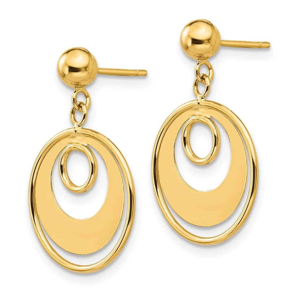 Gold Elegant Fancy Circle Post Earrings - Model YE1423