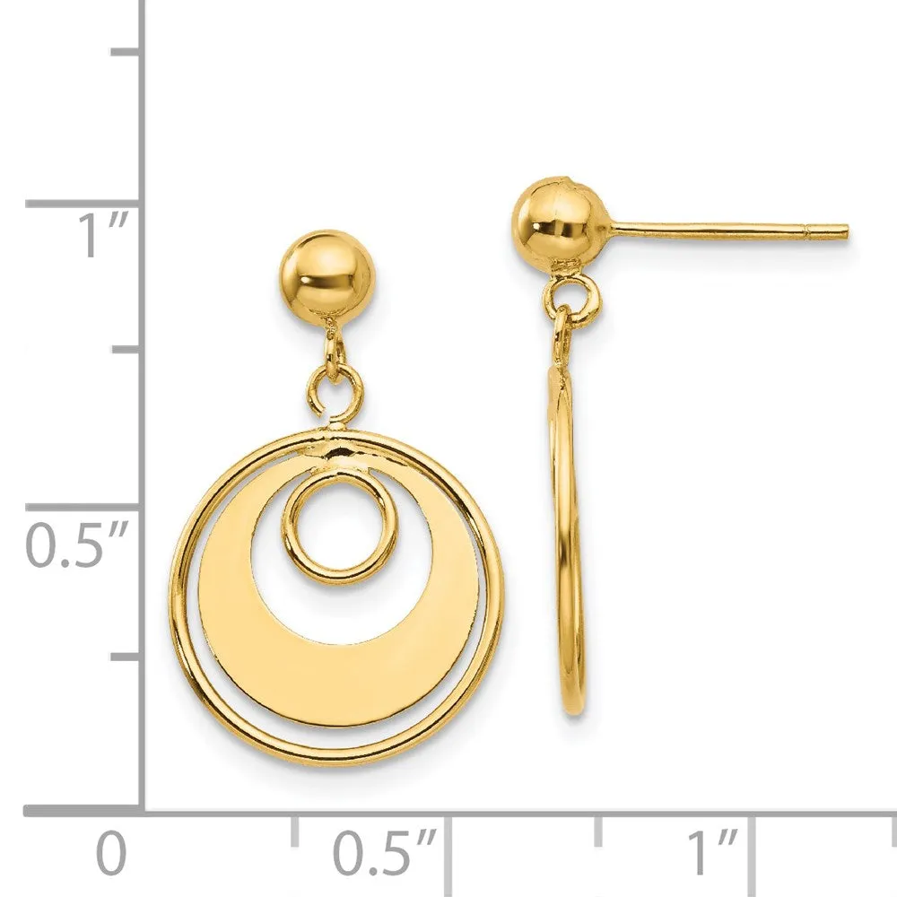 Gold Elegant Fancy Circle Post Earrings - Model YE1423