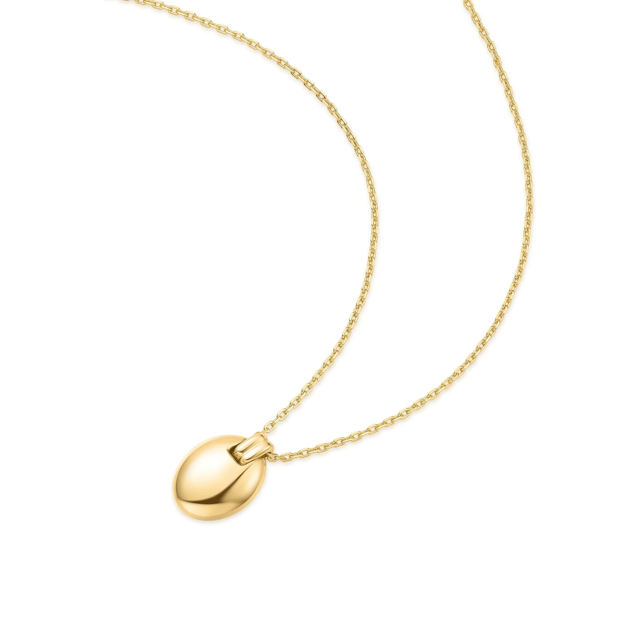Gold Oval Charm Necklace