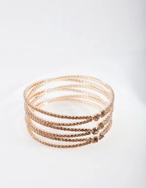Gold Zig Zag Diamante Cuff Bracelet