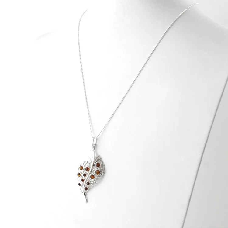 Graceful Amber Leaf Pendant