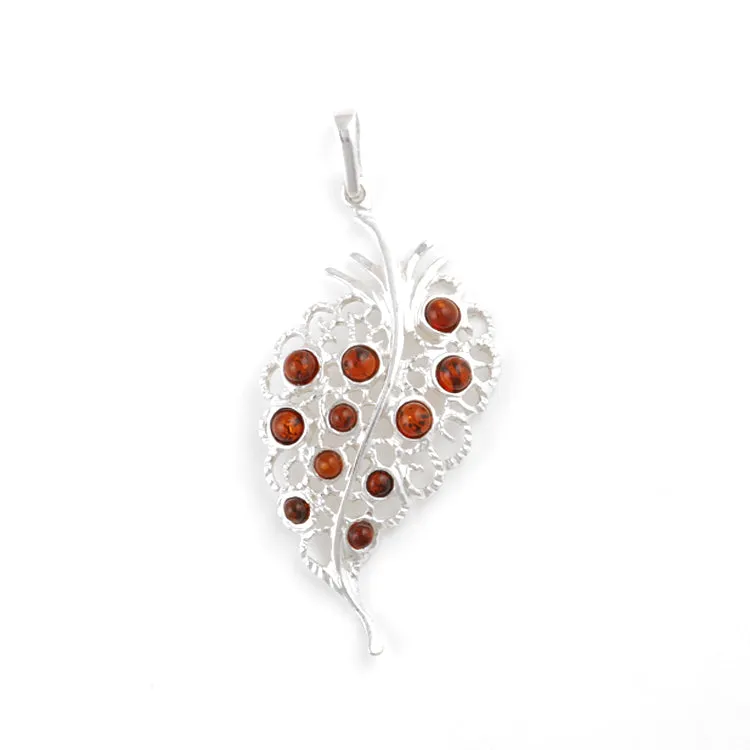 Graceful Amber Leaf Pendant