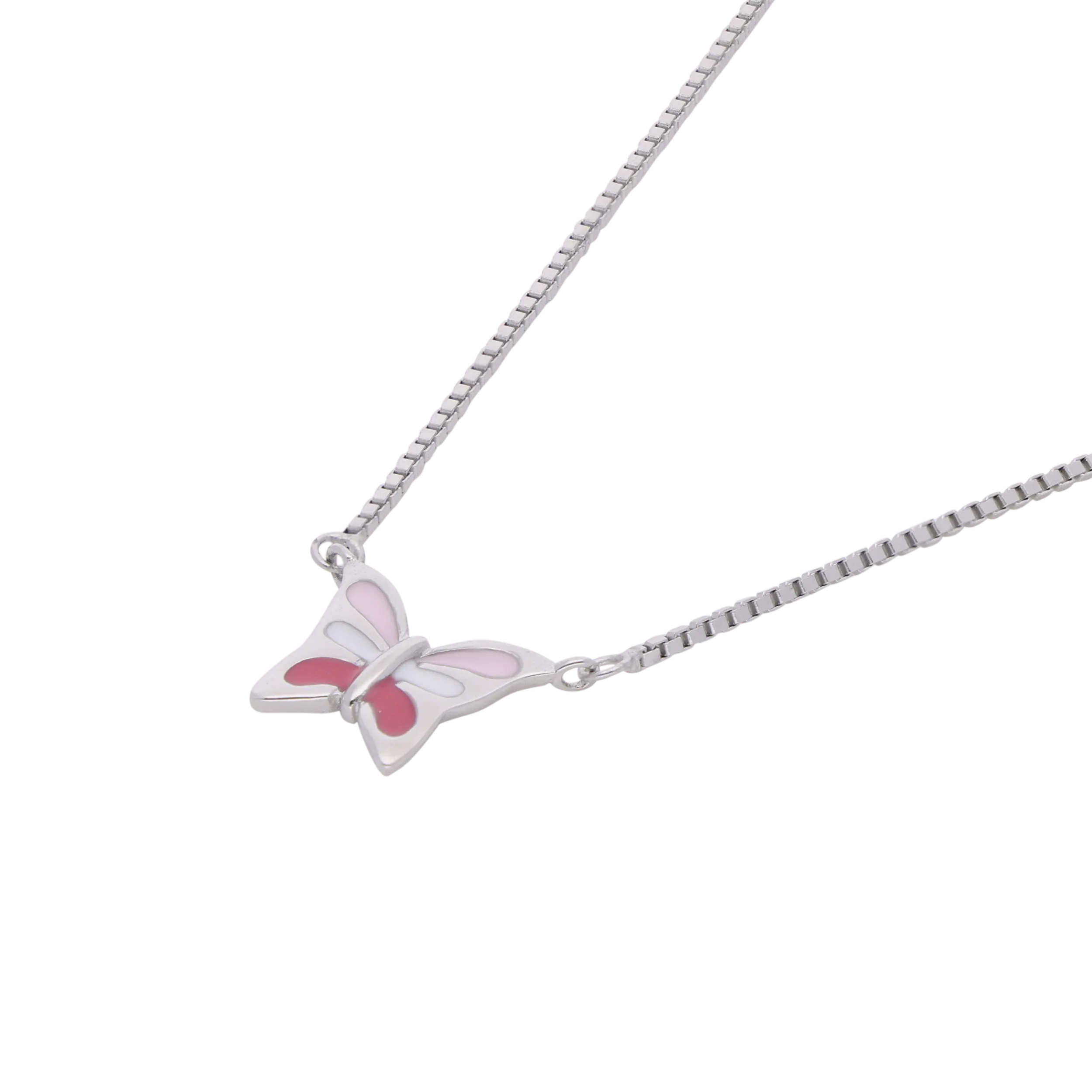 Graceful Butterfly Pendant Necklace in Rose Gold with Enamel Accents | SKU : 0021130113, 0021130106, 0021130083, 0021130090, 0021130076, 0021130069