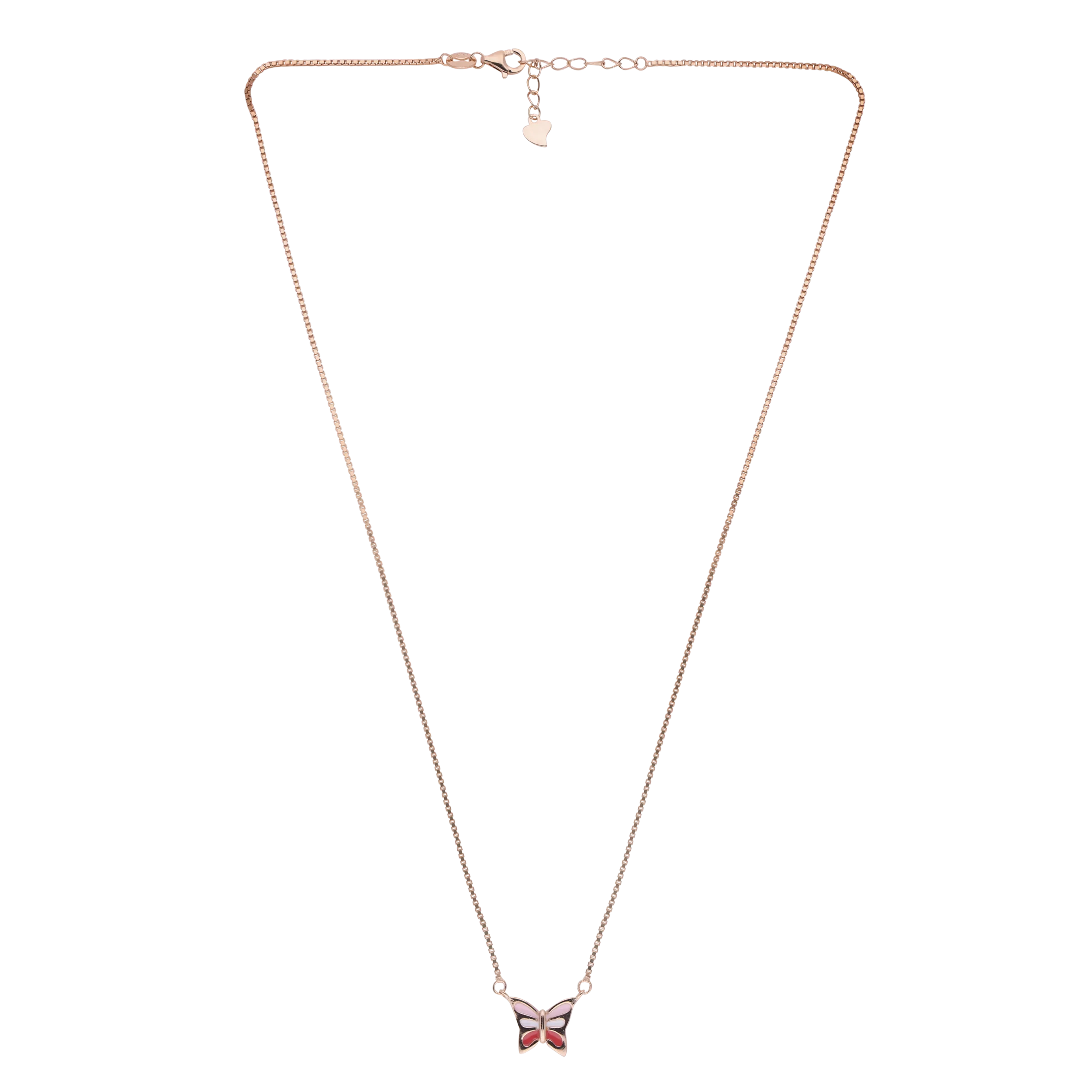 Graceful Butterfly Pendant Necklace in Rose Gold with Enamel Accents | SKU : 0021130113, 0021130106, 0021130083, 0021130090, 0021130076, 0021130069