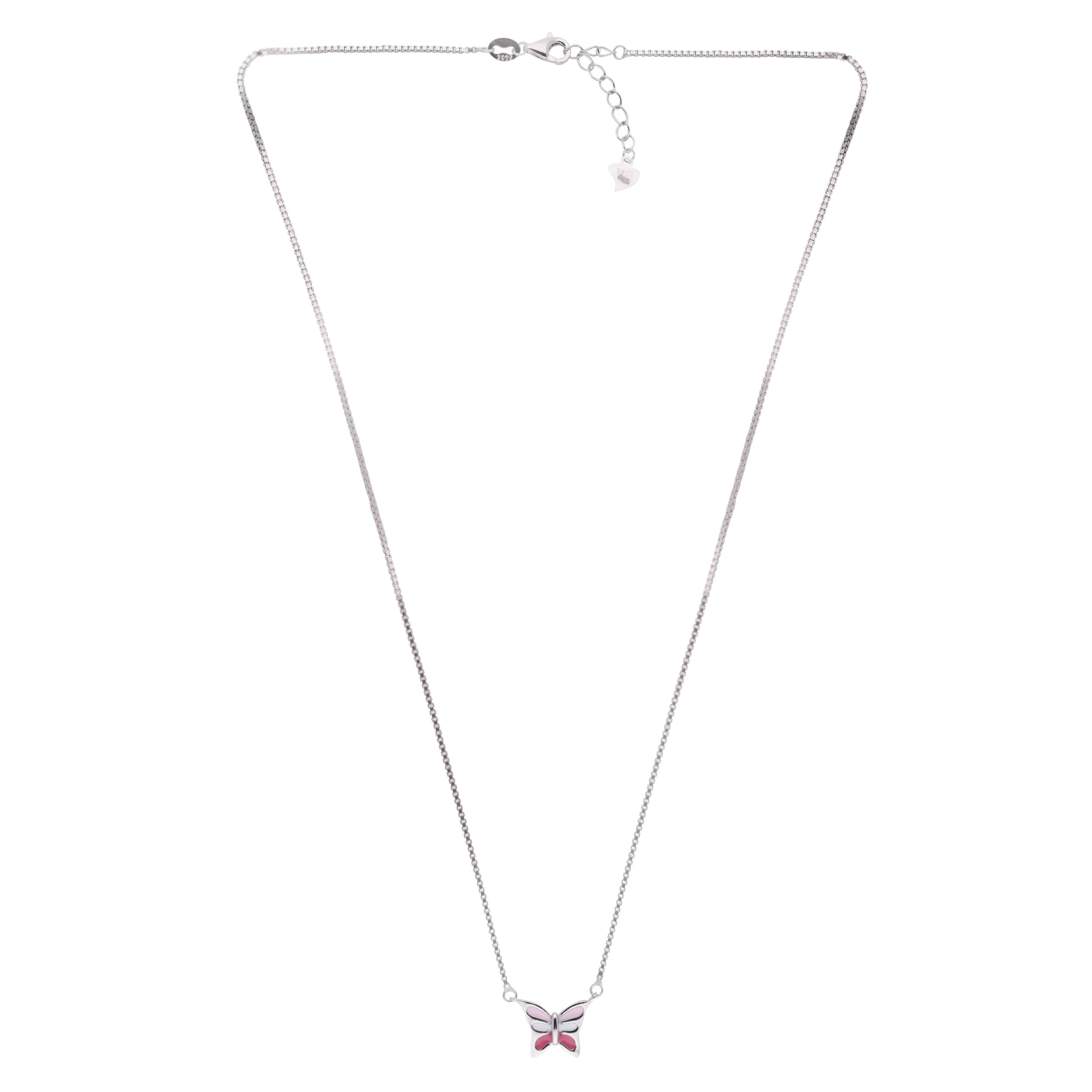 Graceful Butterfly Pendant Necklace in Rose Gold with Enamel Accents | SKU : 0021130113, 0021130106, 0021130083, 0021130090, 0021130076, 0021130069