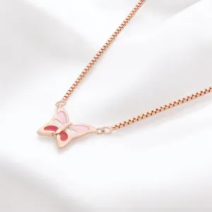 Graceful Butterfly Pendant Necklace in Rose Gold with Enamel Accents | SKU : 0021130113, 0021130106, 0021130083, 0021130090, 0021130076, 0021130069