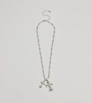 Graceful Radiance Rhinestone Cross Pendant Necklace