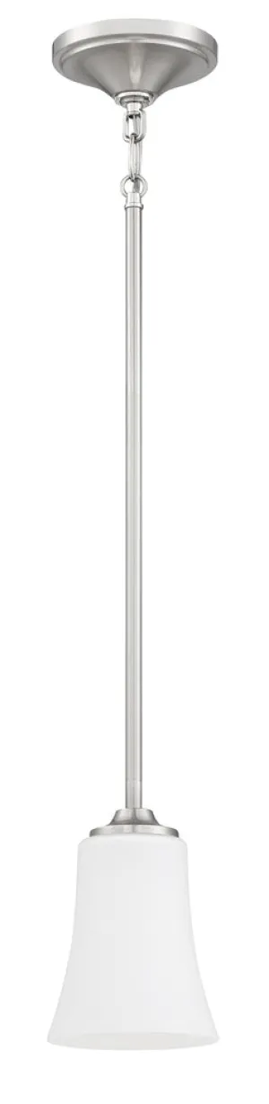 Gwyneth 1 Light Mini Pendant in Brushed Polished Nickel (White Glass)