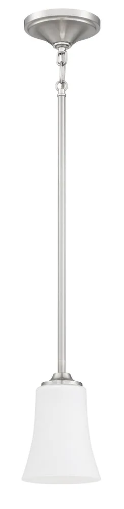 Gwyneth 1 Light Mini Pendant in Brushed Polished Nickel (White Glass)