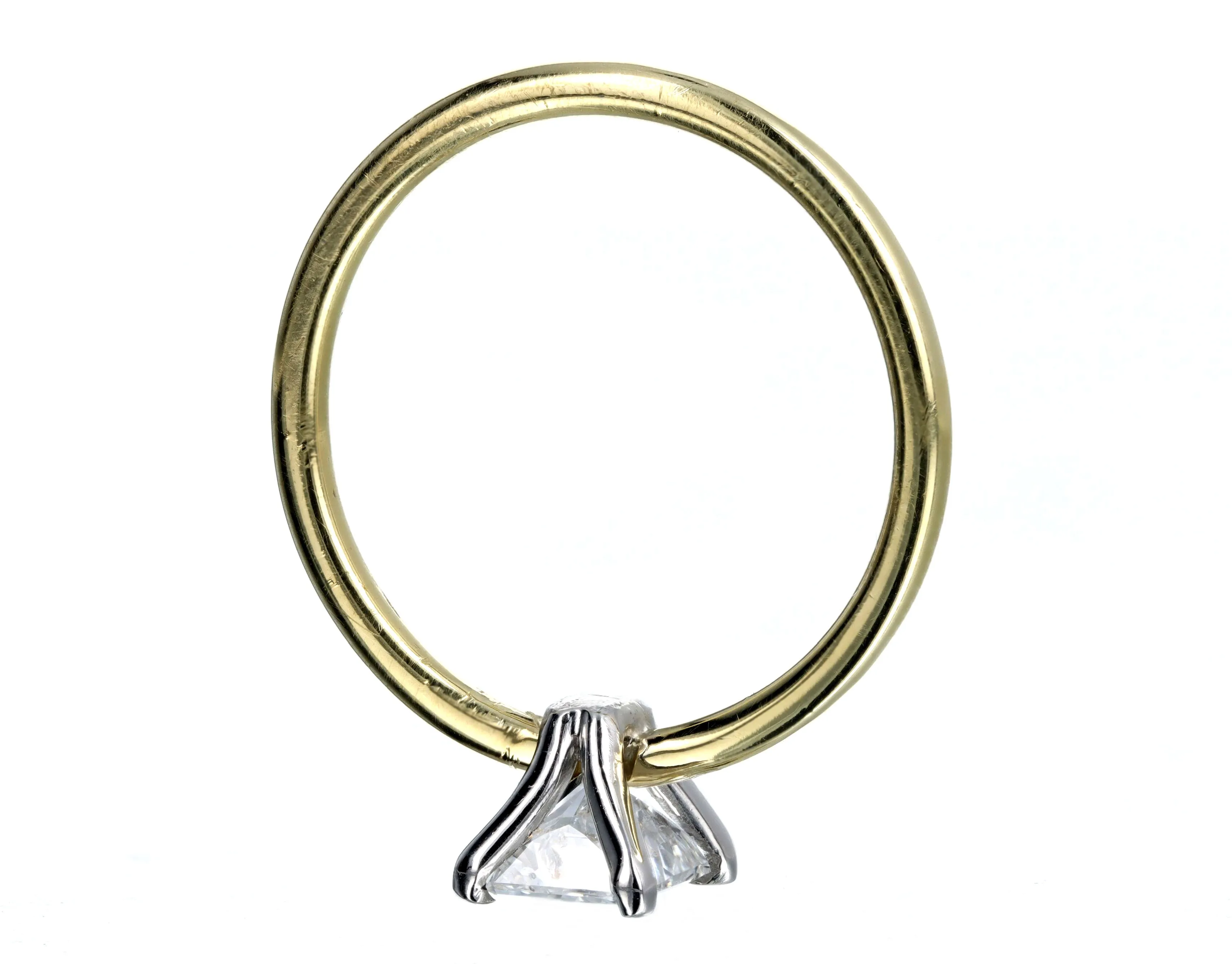 Handmade 18K Yellow Gold & Platinum 0.95 Carat Radiant Diamond Solitaire Engagement Ring