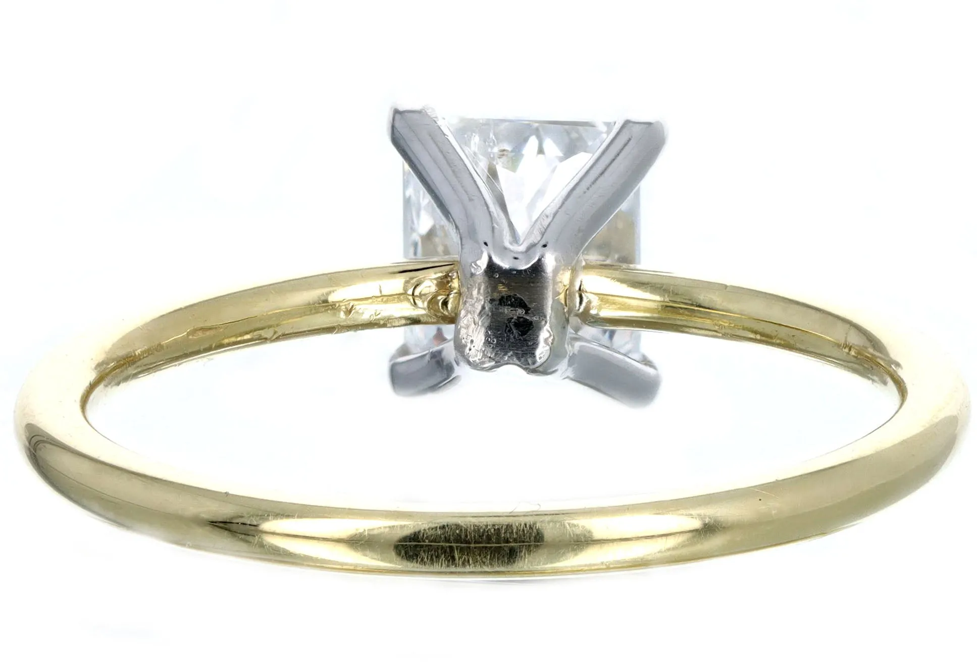 Handmade 18K Yellow Gold & Platinum 0.95 Carat Radiant Diamond Solitaire Engagement Ring
