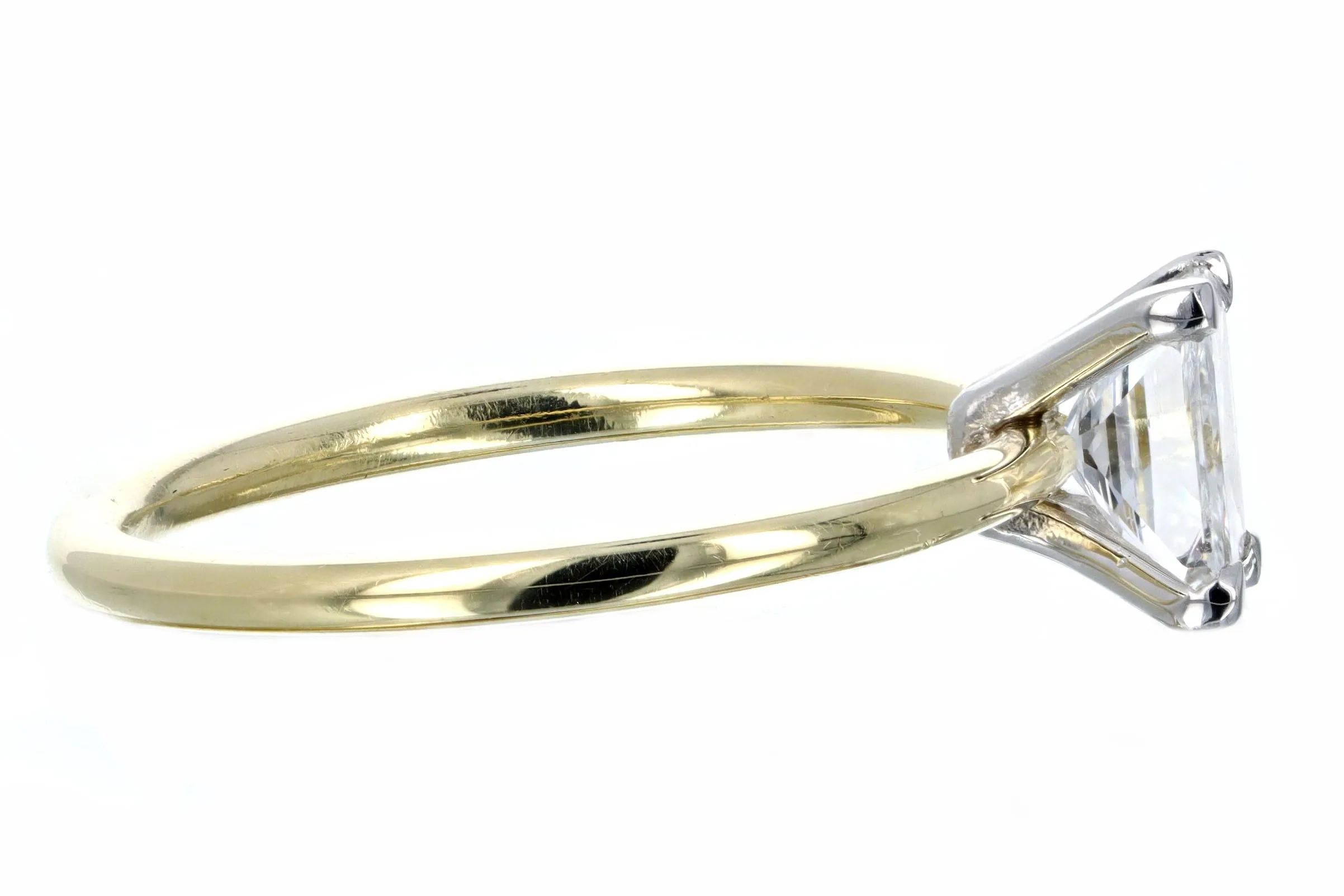 Handmade 18K Yellow Gold & Platinum 0.95 Carat Radiant Diamond Solitaire Engagement Ring