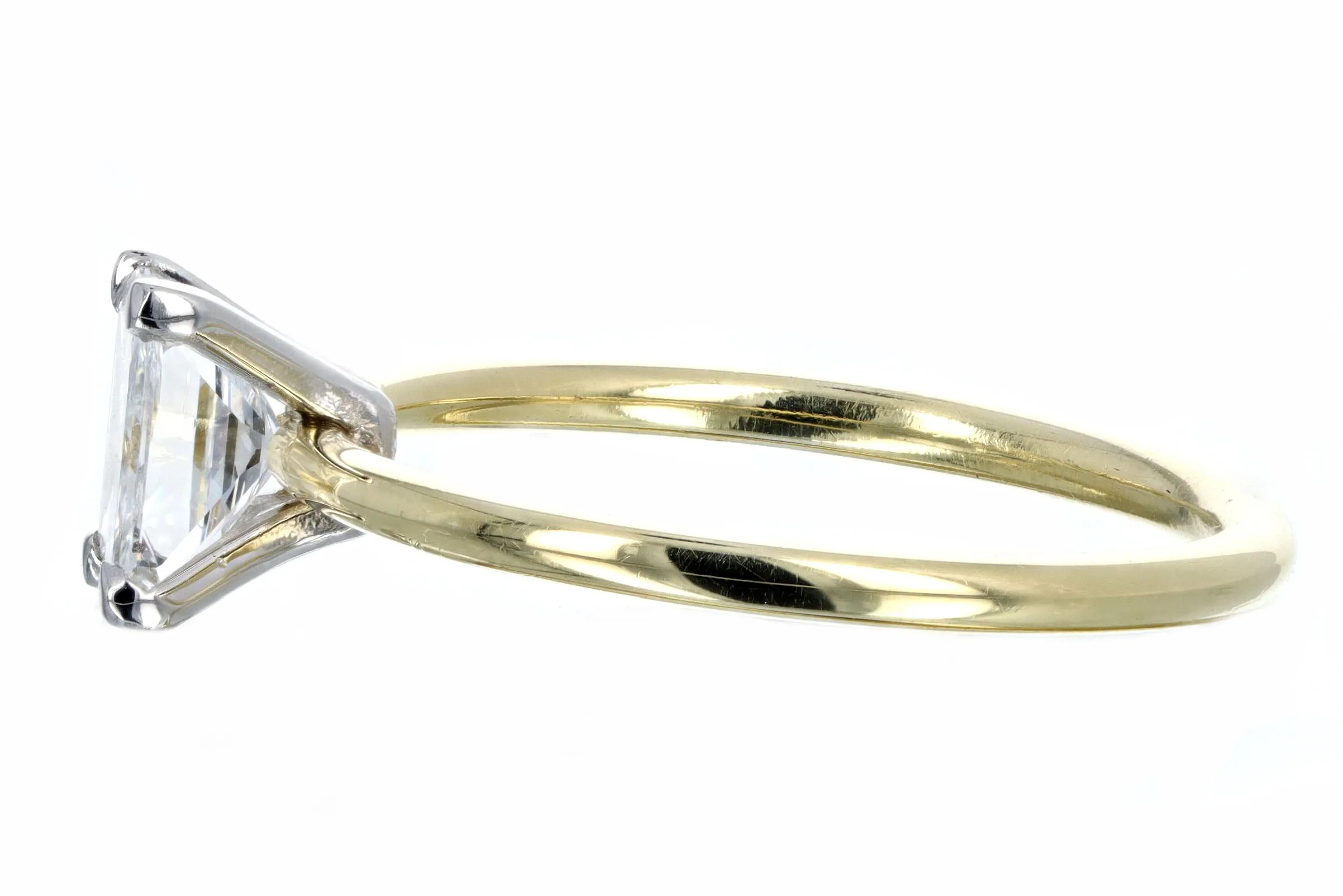 Handmade 18K Yellow Gold & Platinum 0.95 Carat Radiant Diamond Solitaire Engagement Ring