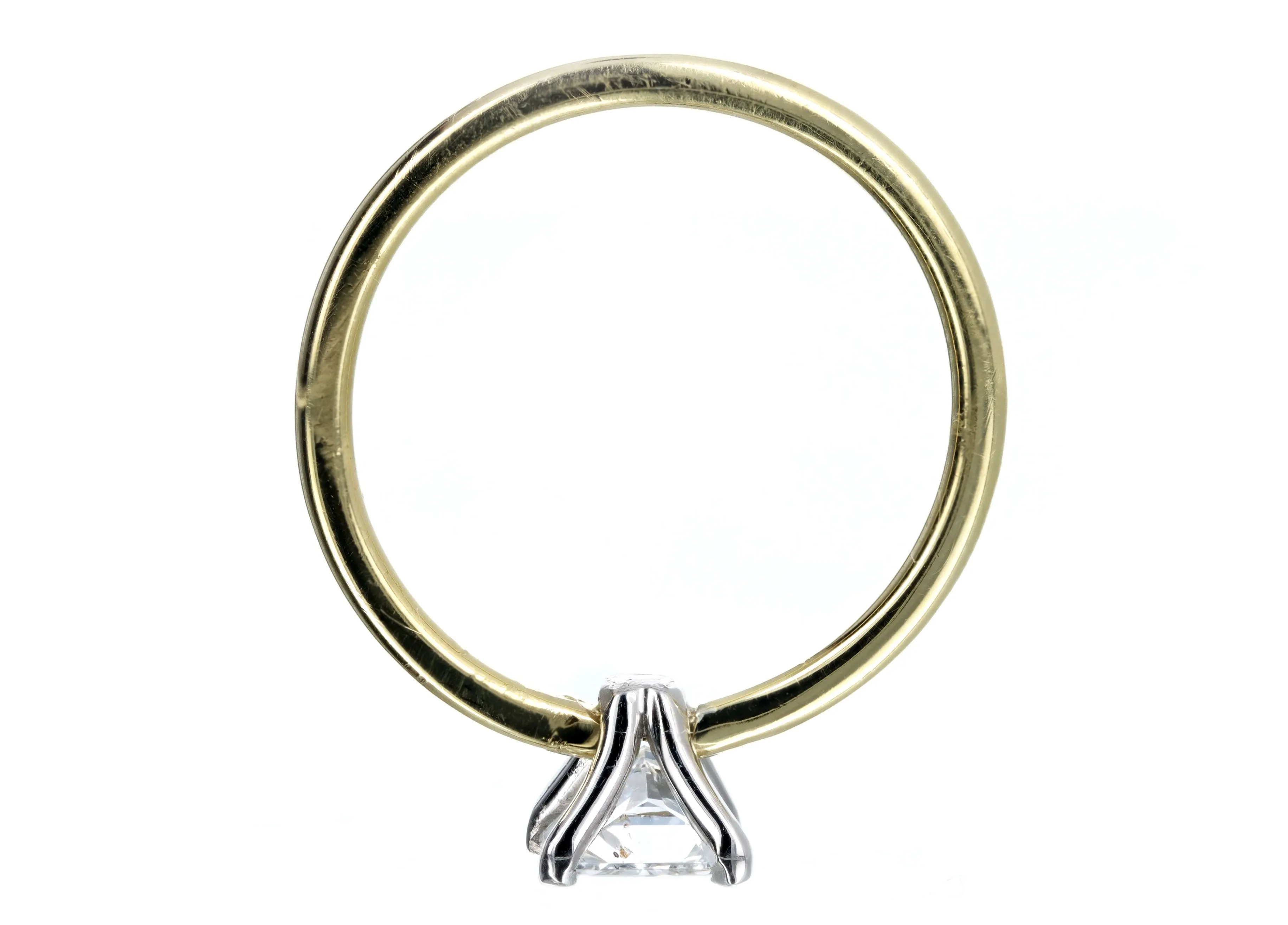 Handmade 18K Yellow Gold & Platinum 0.95 Carat Radiant Diamond Solitaire Engagement Ring