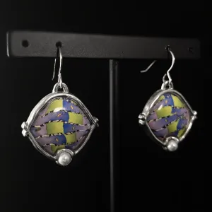 Handmade Millefiori Porcelain Throwback Framed Drop Earrings, Handmade - Blue Studio
