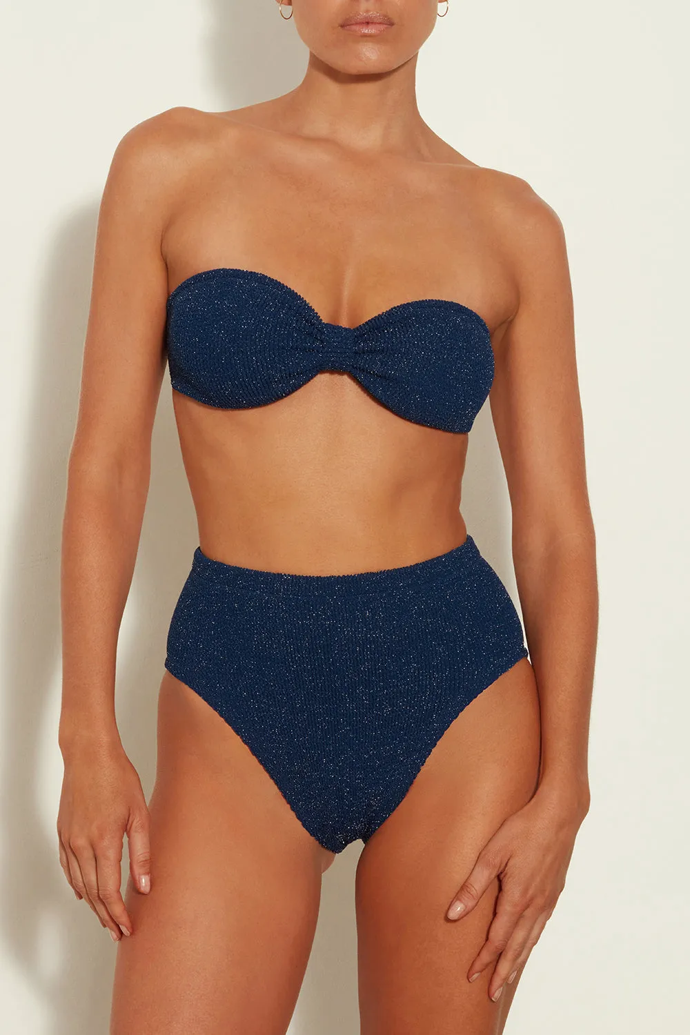 Hunza G Ruby Lurex Bikini in Navy/Silver
