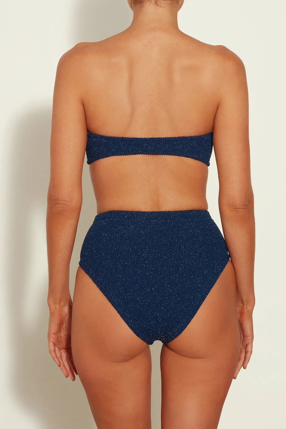 Hunza G Ruby Lurex Bikini in Navy/Silver