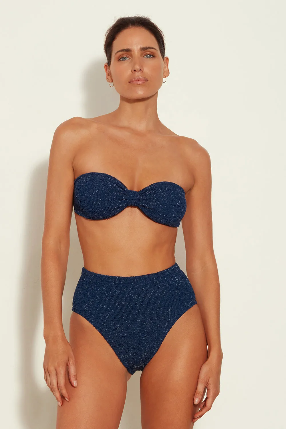 Hunza G Ruby Lurex Bikini in Navy/Silver