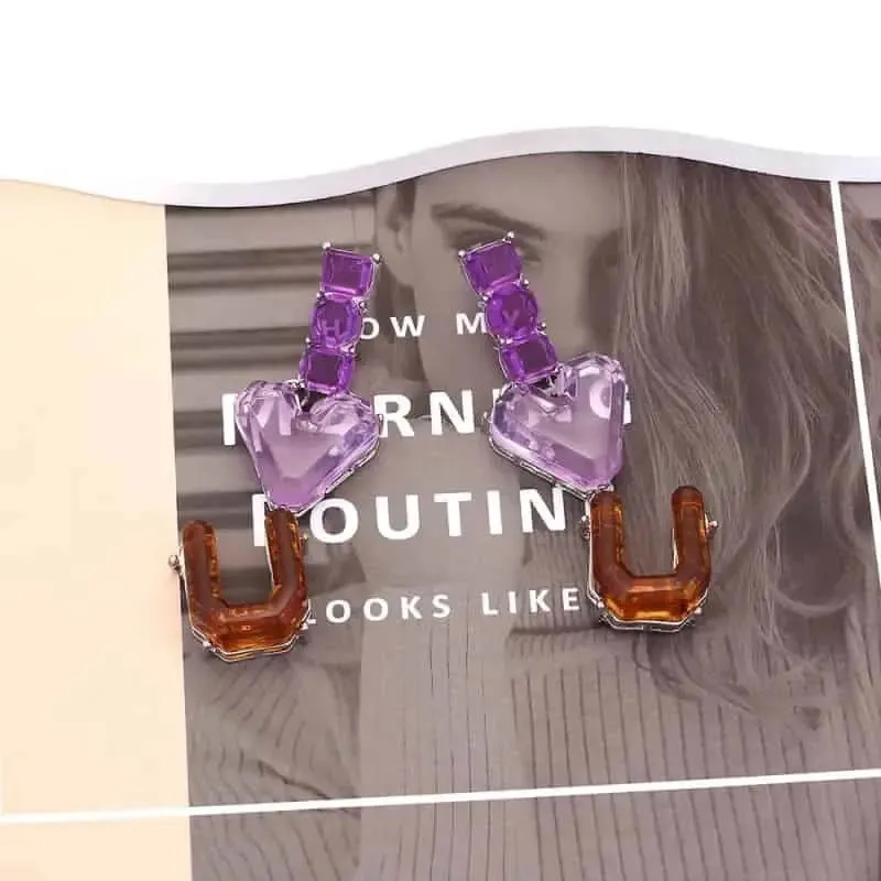 I love You Letter Rhinestone Drop Earrings