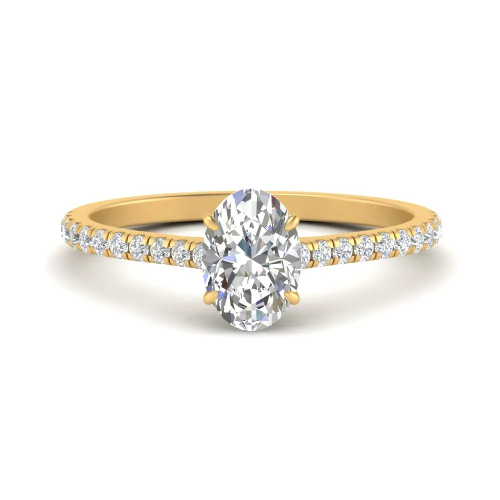 IGI Certified 1/2 - 5 Carat Lab Grown Diamond French Pave Women Engagement Ring 14K Gold