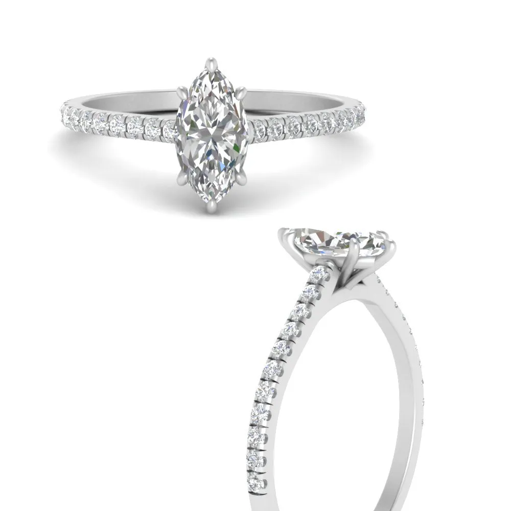 IGI Certified 1/2 - 5 Carat Lab Grown Diamond French Pave Women Engagement Ring 14K Gold