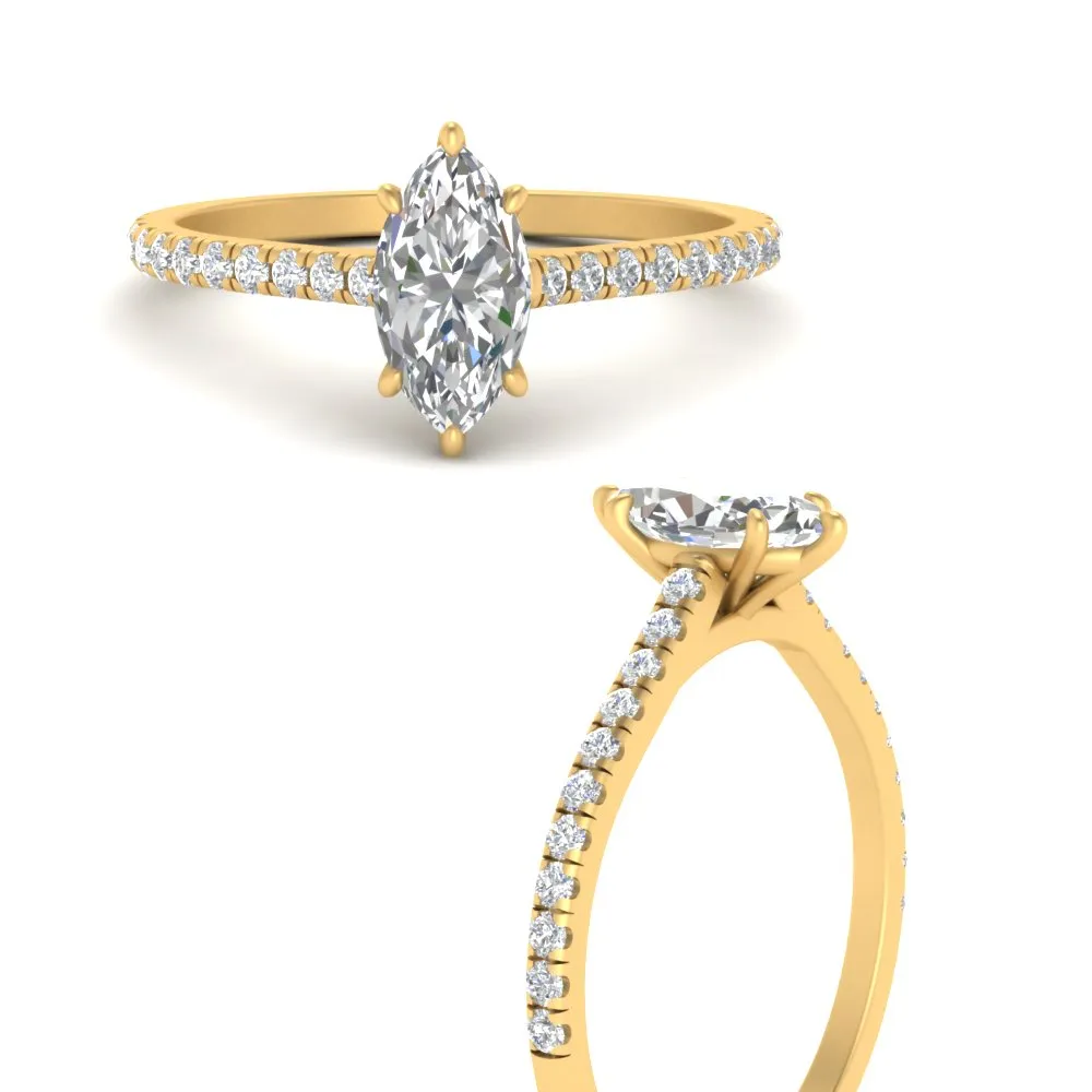 IGI Certified 1/2 - 5 Carat Lab Grown Diamond French Pave Women Engagement Ring 14K Gold