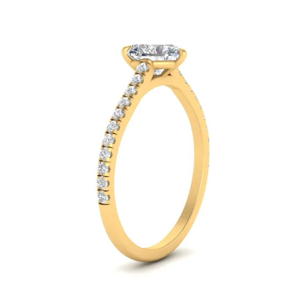 IGI Certified 1/2 - 5 Carat Lab Grown Diamond French Pave Women Engagement Ring 14K Gold