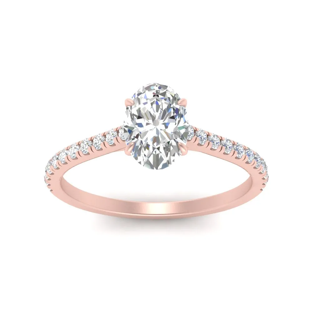 IGI Certified 1/2 - 5 Carat Lab Grown Diamond French Pave Women Engagement Ring 14K Gold