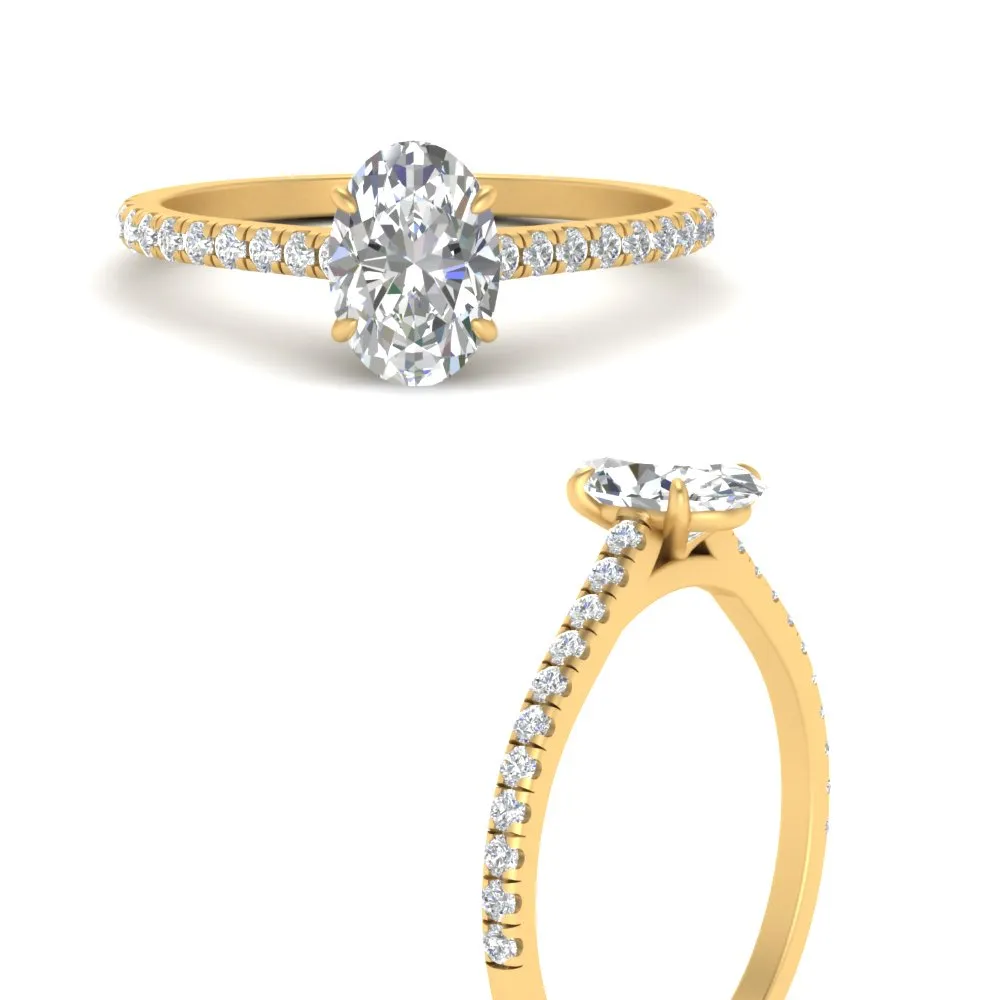 IGI Certified 1/2 - 5 Carat Lab Grown Diamond French Pave Women Engagement Ring 14K Gold