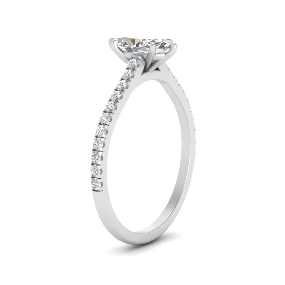IGI Certified 1/2 - 5 Carat Lab Grown Diamond French Pave Women Engagement Ring 14K Gold