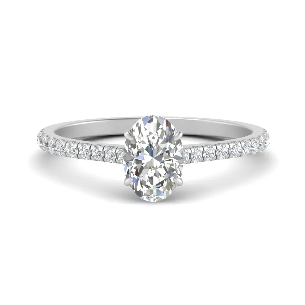IGI Certified 1/2 - 5 Carat Lab Grown Diamond French Pave Women Engagement Ring 14K Gold