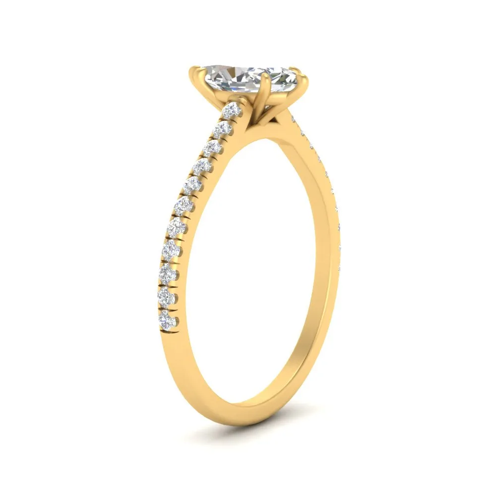 IGI Certified 1/2 - 5 Carat Lab Grown Diamond French Pave Women Engagement Ring 14K Gold