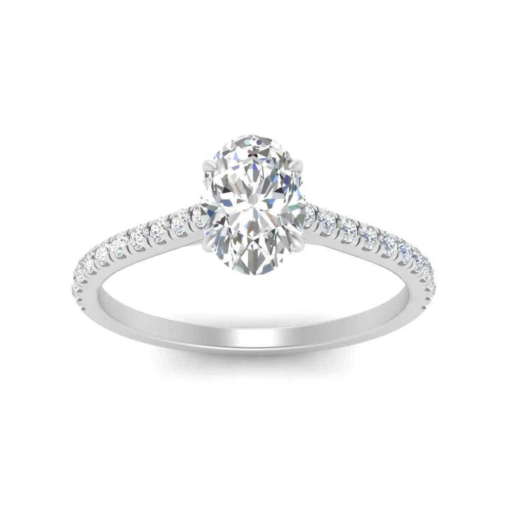 IGI Certified 1/2 - 5 Carat Lab Grown Diamond French Pave Women Engagement Ring 14K Gold