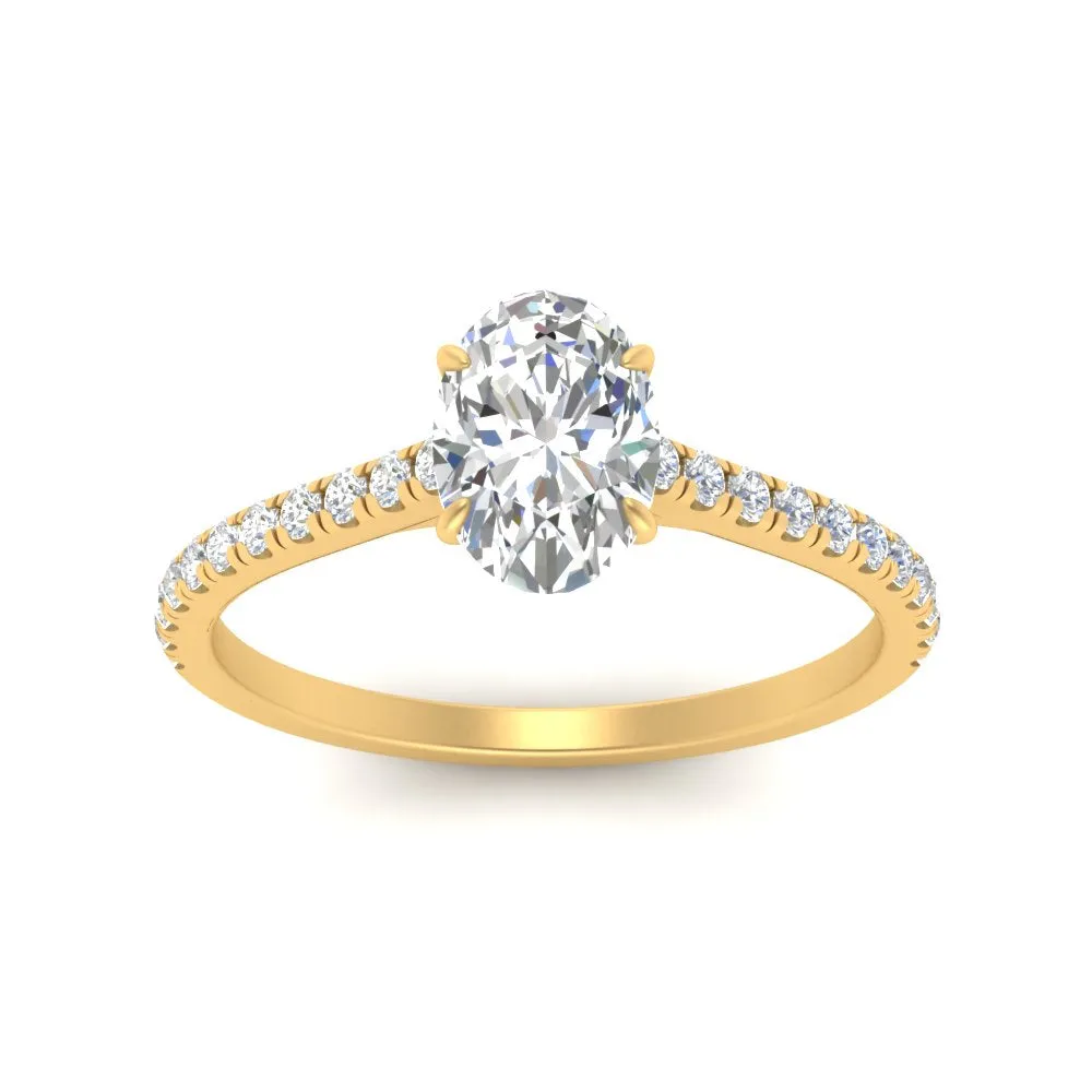 IGI Certified 1/2 - 5 Carat Lab Grown Diamond French Pave Women Engagement Ring 14K Gold