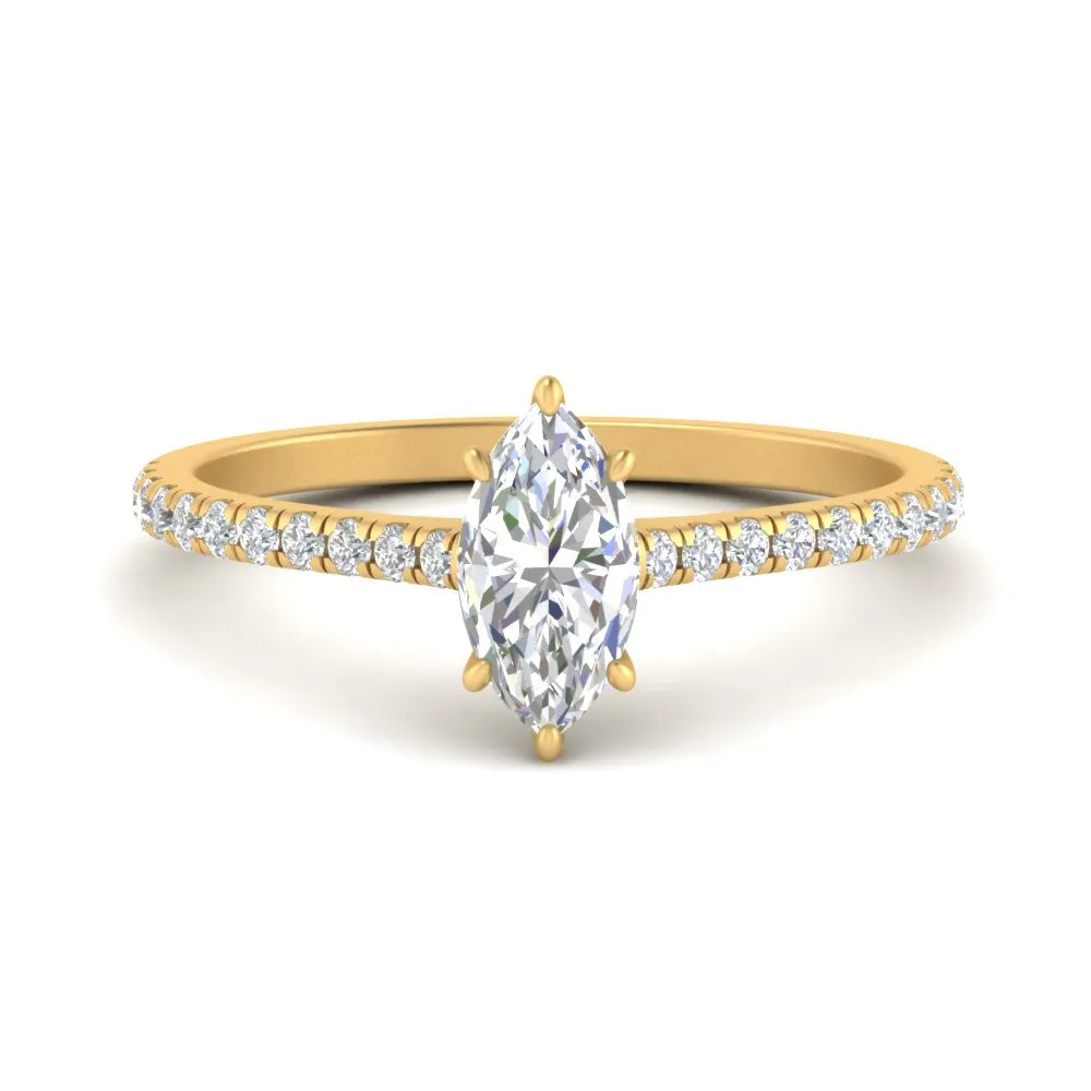 IGI Certified 1/2 - 5 Carat Lab Grown Diamond French Pave Women Engagement Ring 14K Gold