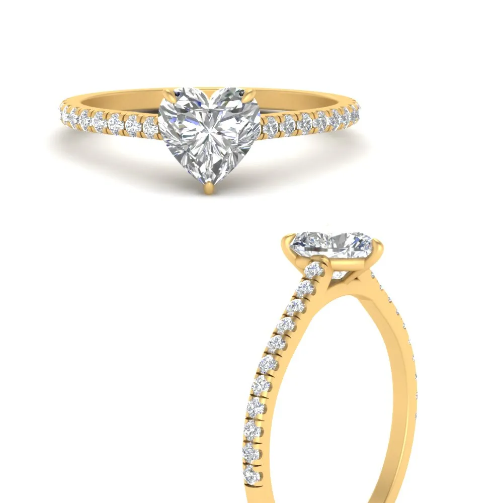 IGI Certified 1/2 - 5 Carat Lab Grown Diamond French Pave Women Engagement Ring 14K Gold