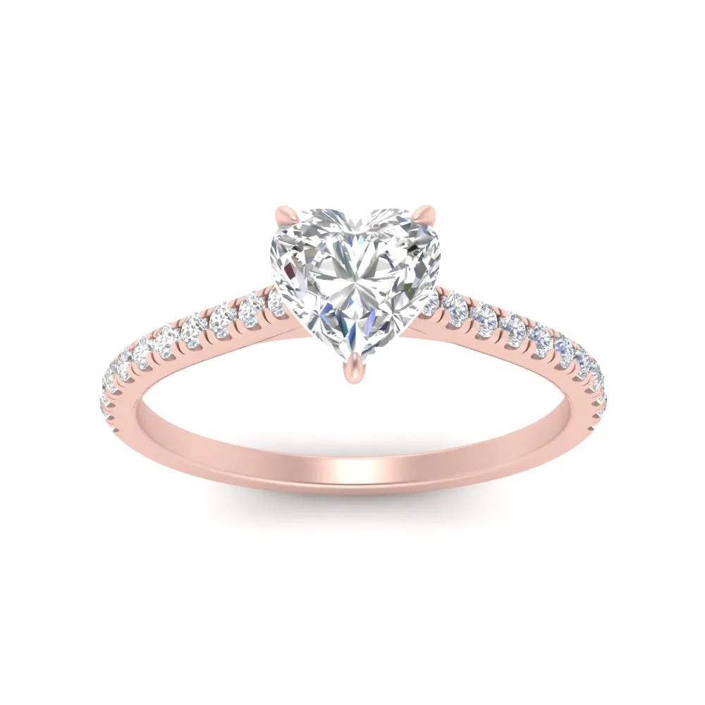IGI Certified 1/2 - 5 Carat Lab Grown Diamond French Pave Women Engagement Ring 14K Gold