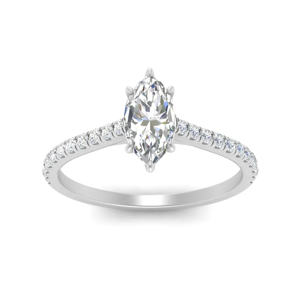 IGI Certified 1/2 - 5 Carat Lab Grown Diamond French Pave Women Engagement Ring 14K Gold