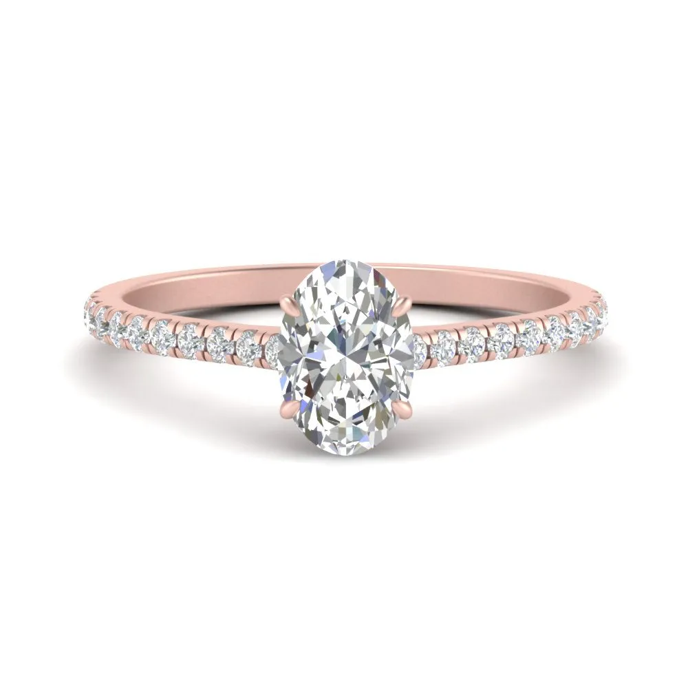 IGI Certified 1/2 - 5 Carat Lab Grown Diamond French Pave Women Engagement Ring 14K Gold
