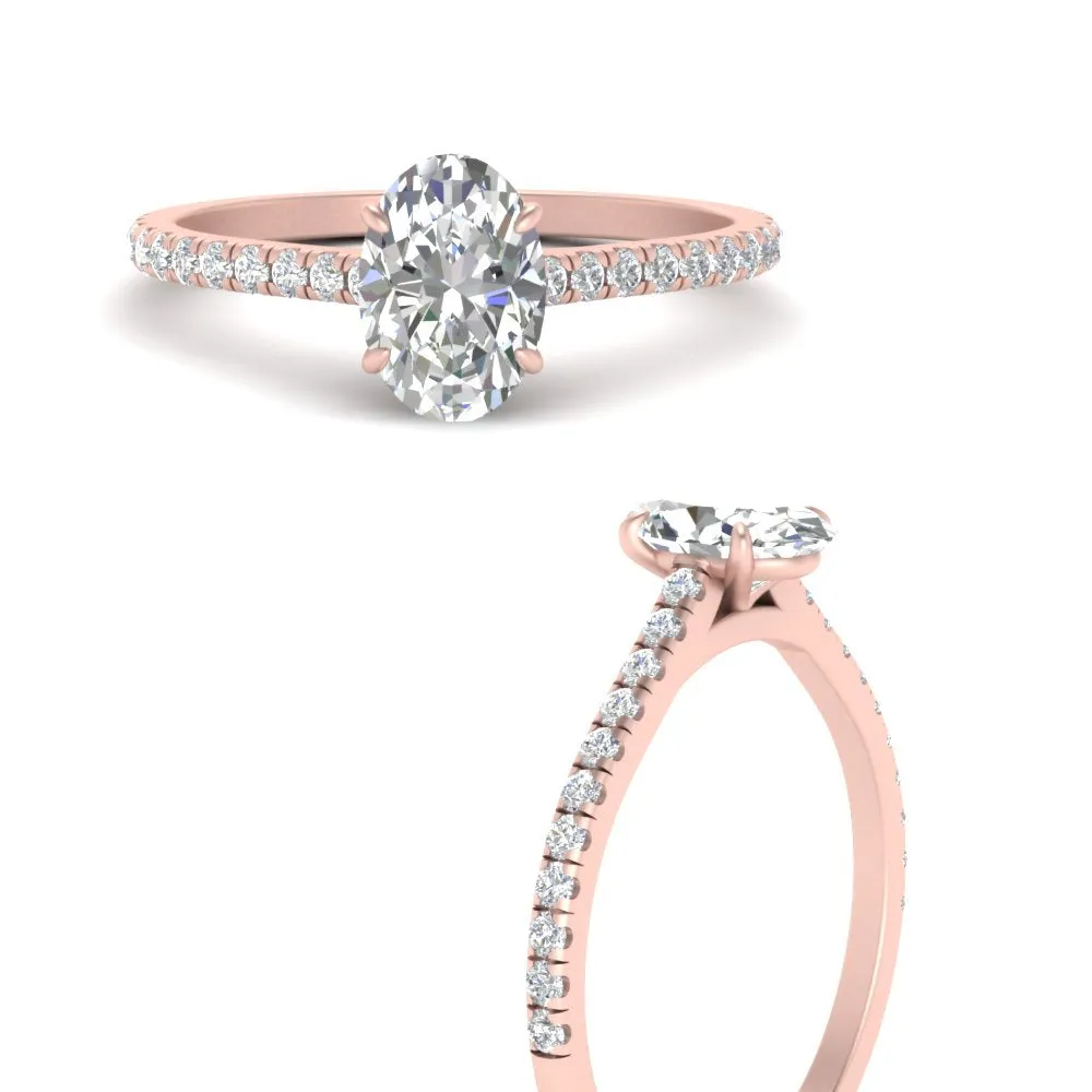 IGI Certified 1/2 - 5 Carat Lab Grown Diamond French Pave Women Engagement Ring 14K Gold