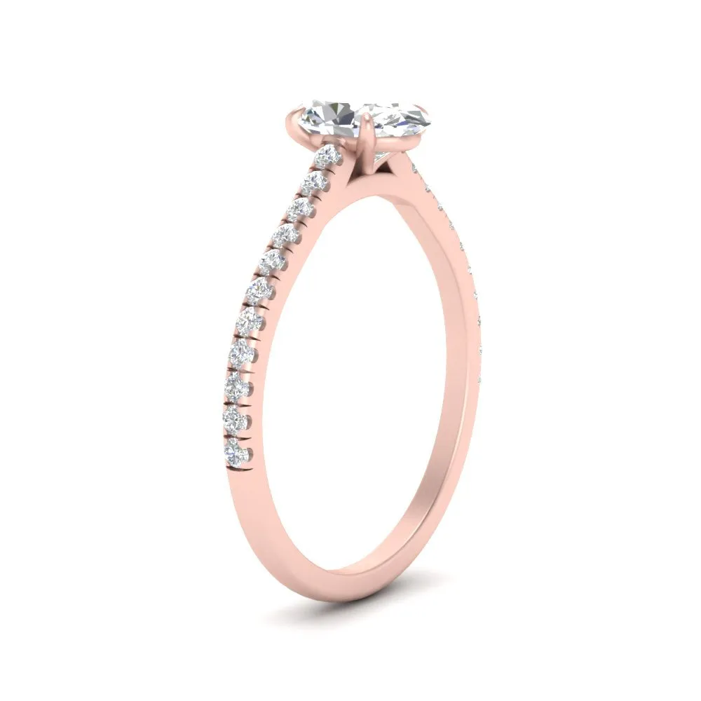IGI Certified 1/2 - 5 Carat Lab Grown Diamond French Pave Women Engagement Ring 14K Gold