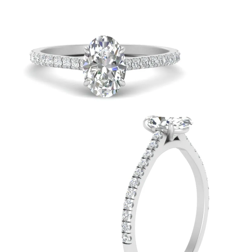IGI Certified 1/2 - 5 Carat Lab Grown Diamond French Pave Women Engagement Ring 14K Gold