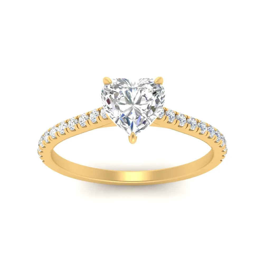 IGI Certified 1/2 - 5 Carat Lab Grown Diamond French Pave Women Engagement Ring 14K Gold